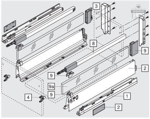 Blum szuflada TBX ANTARO szara średnia 65kg L-450 Blum szuflada TBX ANTARO szara średnia 65kg L-450