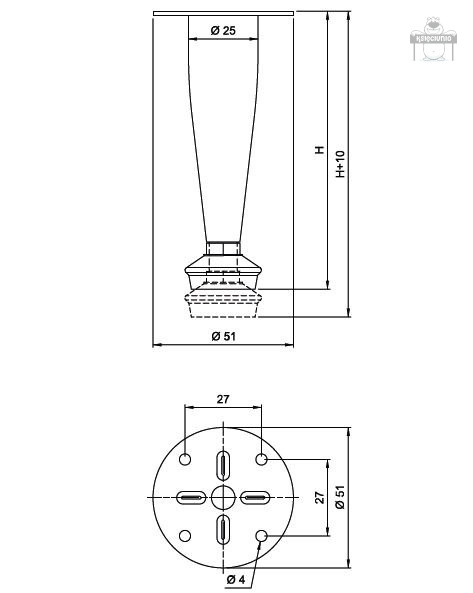 Nóżka meblowa regulowana CHROM H-100 Nóżka meblowa regulowana CHROM H-100