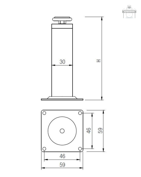 Nóżka meblowa regulowana CHROM H-150 Nóżka meblowa regulowana CHROM H-150