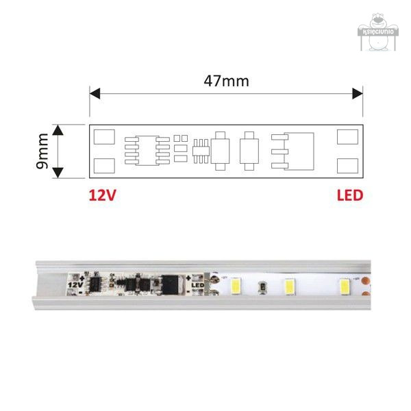 Wyłącznik do profila LED dotykowy podświetlany 60W