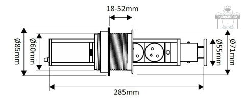 Power port listwa zasilająca chowana w blat inox Power port listwa zasilająca chowana w blat inox