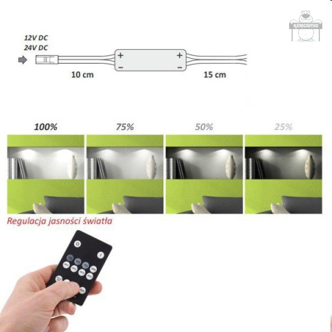 Ściemniacz RF do taśm led + pilot 72W Ściemniacz RF do taśm led + pilot 72W