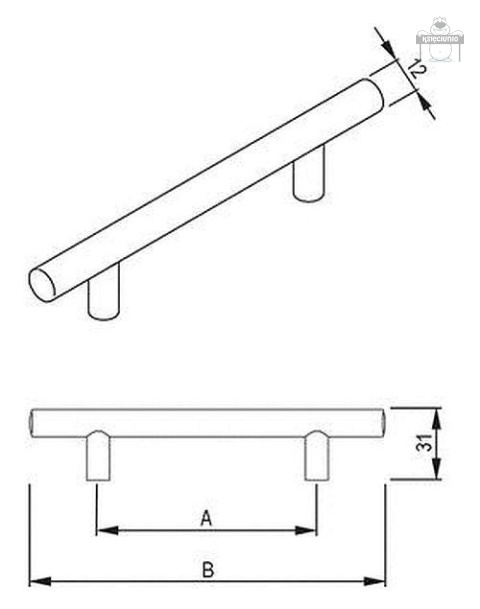 Uchwyt meblowy relingowy 480/560 aluminium Uchwyt meblowy relingowy 480/560 aluminium