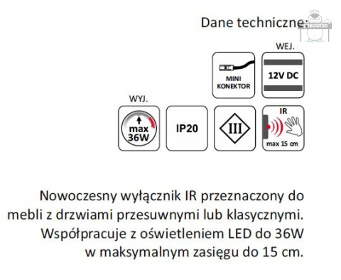Wyłącznik zbliżeniowy do szaf IR Led DOOR Wyłącznik zbliżeniowy do szaf IR Led DOOR