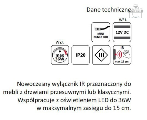 Wyłącznik zbliżeniowy IR do oświetlenia Led MOVE Wyłącznik zbliżeniowy IR do oświetlenia Led MOVE