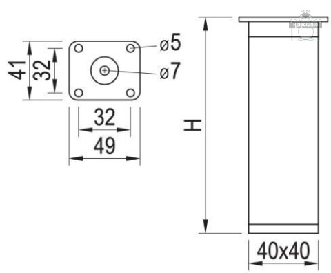 Nóżka meblowa aluminium kwadrat H=100 czarna 4szt. Nóżka meblowa aluminium kwadrat H=100 czarna 4szt.