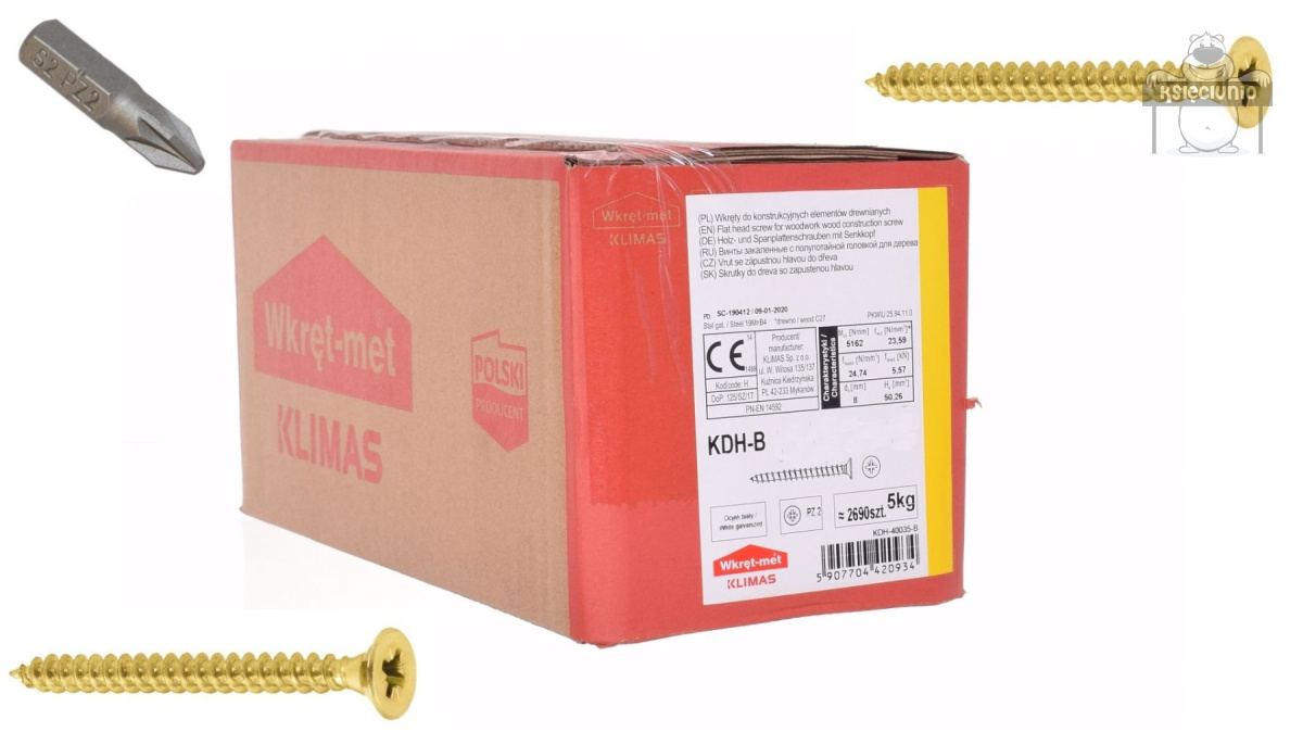 WKRĘT-MET wkręt do drewna ocynk żółty 4.5 x 45 5kg WKRĘT-MET wkręt do drewna ocynk żółty 4.5 x 45 5kg