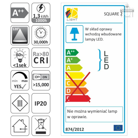 OPRAWA LED SQUARE 2 srebrna 1.5W 12VDC ciepła OPRAWA LED SQUARE 2 srebrna 1.5W 12VDC ciepła