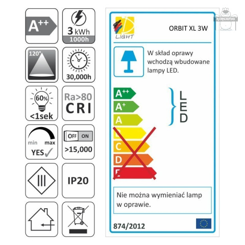OPRAWA LED orbit XL czarna 3W 12VDC ciepła OPRAWA LED orbit XL czarna 3W 12VDC ciepła