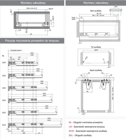 REJS prowadnica z hamulcem comfort slide 3D L-500 REJS prowadnica z hamulcem comfort slide 3D L-500