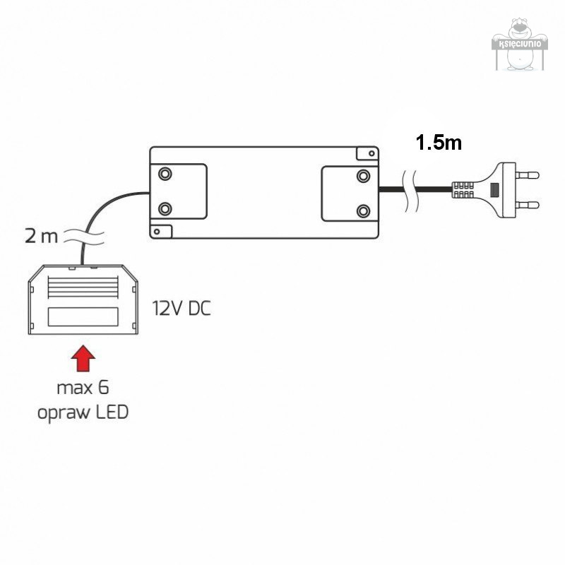 Układ zasilający zasilacz LED 16W 12V rozdzielacz