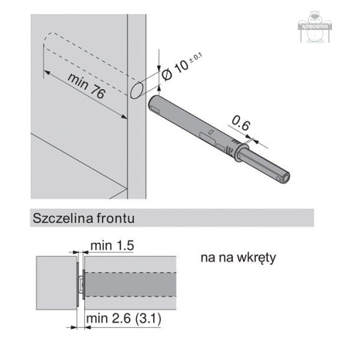 BLUM tip-on długi 75mm czarny 956A1004 BLUM tip-on długi 75mm czarny 956A1004